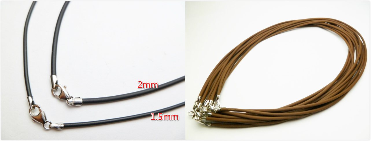 16" - 2.0mm Dark Brown Rubber Cord w/ 925 Silver Clasp